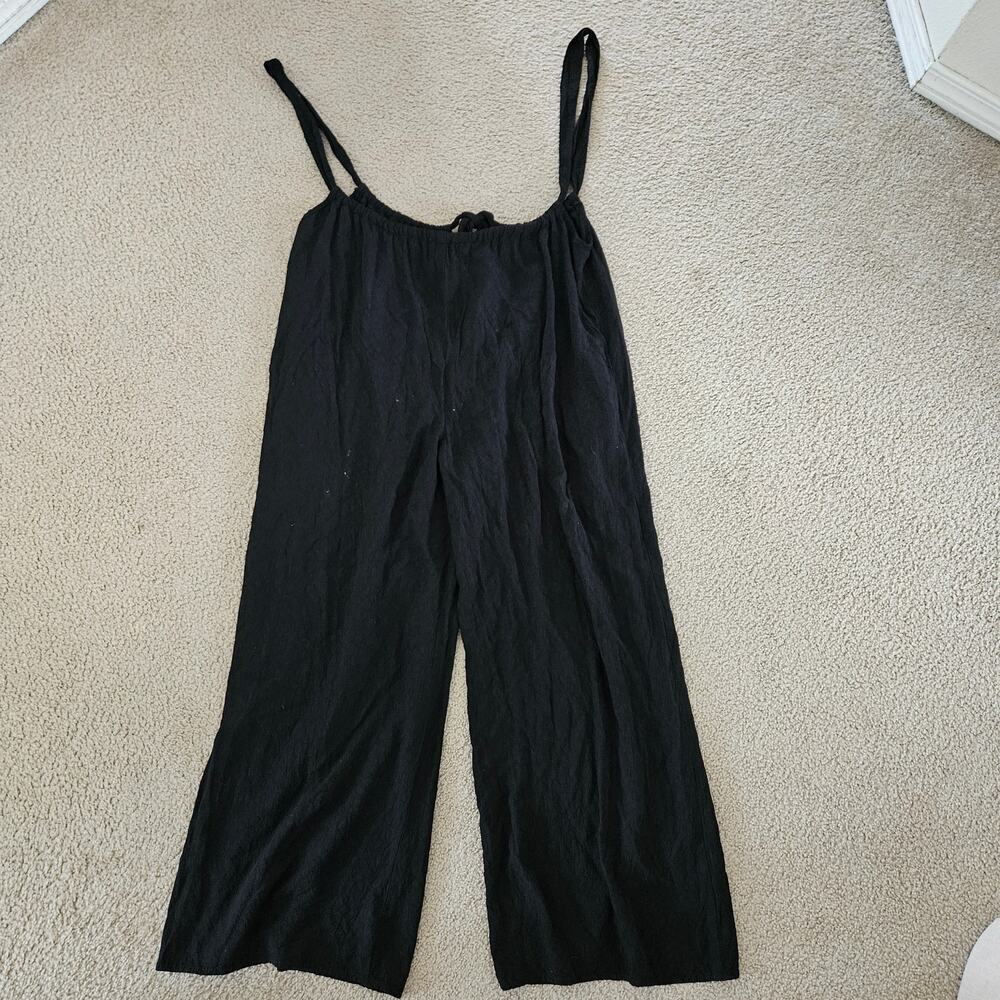 Final Touch Washed Woven Solid Suspender Style Jumpsuit Small - Picture 8 of 10